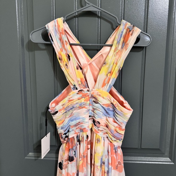 NWT Calvin Klein Elegant Pink Floral Halter Maxi Dress - Picture 8 of 16